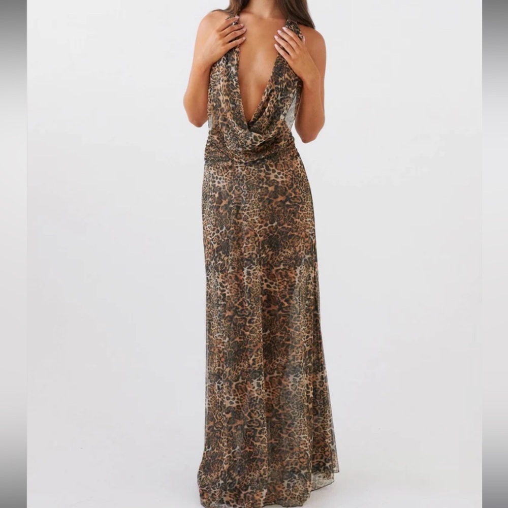 NWT Elysia Leopard maxi dress